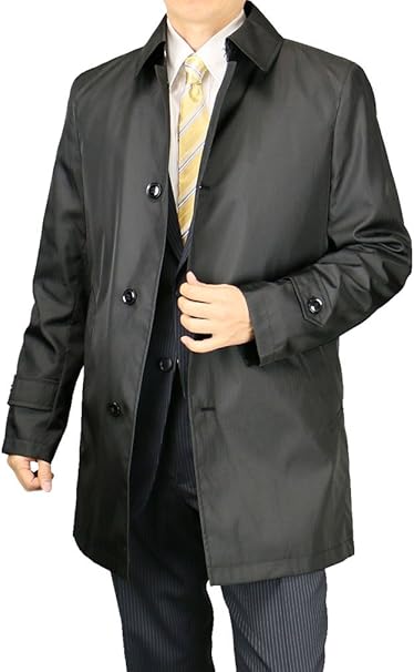 スプリングコート メンズ ビジネスコート 軽量 花粉つかない 軽い 着脱ライナー キルティングライナー 撥水 1 黒 L コート ジャケット 通販 Amazon