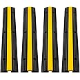 VEVOR 4 Pack of 1-Channel Rubber Cable Protector Ramps Heavy Duty 22046Lbs Load Capacity Cable Wire Cord Cover Ramp Speed Bump Driveway Hose Cable Ramp Protective Cover