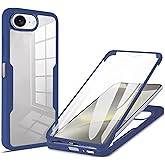 Fofvccv for iPhone 16e Clear Case Built‑in Screen Protector, Dual Layer TPU + PC Slim Full Body Shockproof Protective Cover for iPhone 16e QB Blue