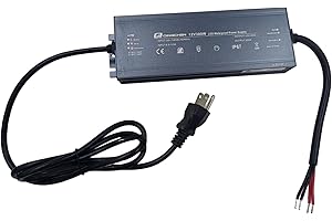 Q QINGCHEN 300W Power Supply Waterproof IP67 12V DC 25A,AC to DC Transformer Adapter with Plug,100V-130V Input 12 Volt Constant Voltage Output Transformer Driver