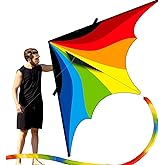 Doinfly Triangular-Shaped Kite - Easy to Control, with an Eye-catching Design, it is Perfect for Outdoor Entertainment and Suitable for Beginners to use. (Large Rainbow Delta Kite(2.8m), 2.8m)