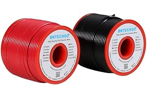 BNTECHGO 22 Gauge PVC 1007 Solid Electric Wire Red and Black Each 100 ft 22 AWG 1007 Hook Up Tinned Copper Wire