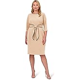 Adrianna Papell Tipped Crepe TIE Dress Alabaster/Black