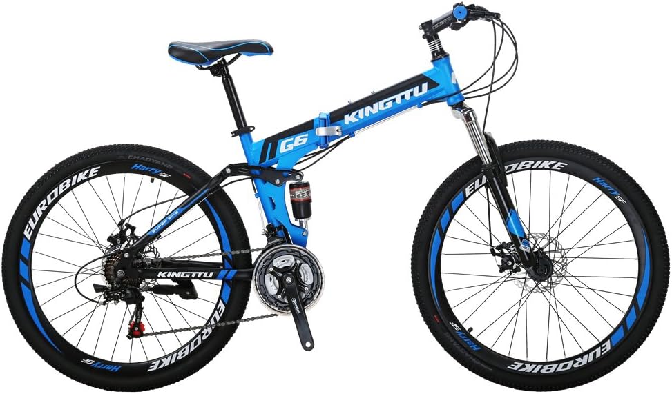 Kingttu KTG6 Mountain Bike 21 Speed 26 Inches Dual Suspension Folding Mountain Bike
