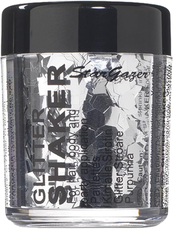 Stargazer Chunky Glitter Shaker, Silver. Cosmetic glitter for use on the eyes lips, face, body, hair and nails - Image 3