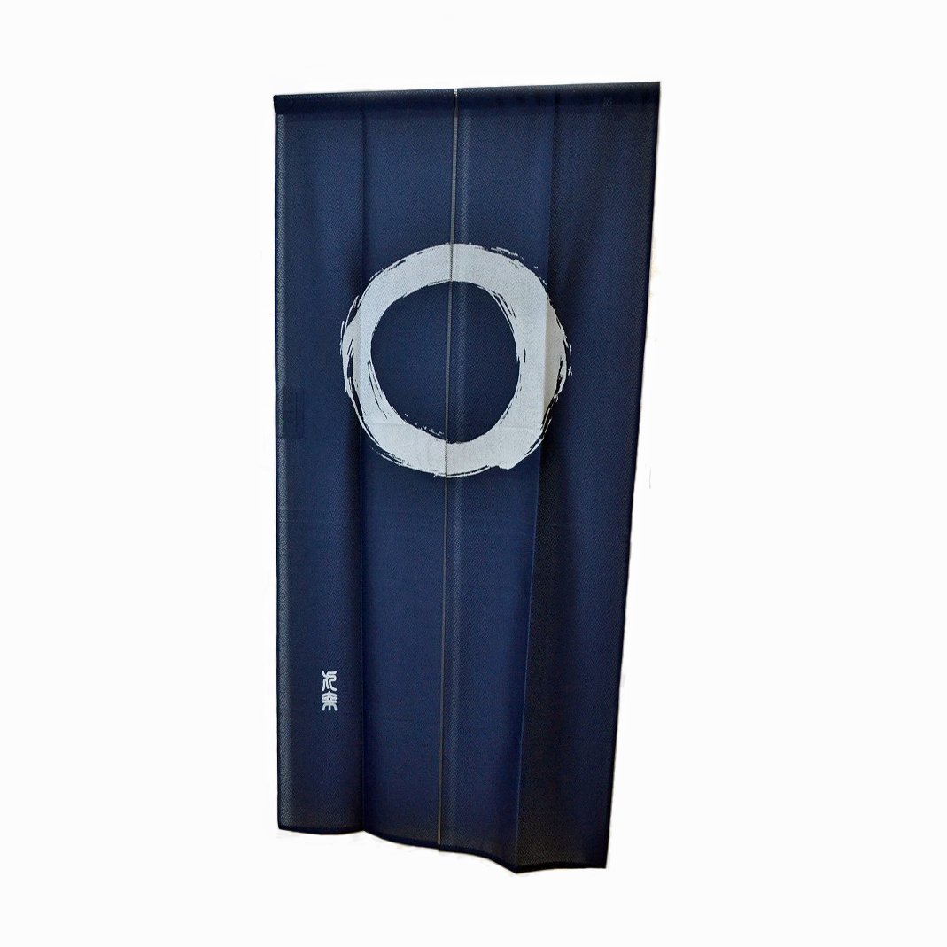 Fukui Textile Factory Noren Curtain Tapestry Enso Circle Navy Blue Long Type