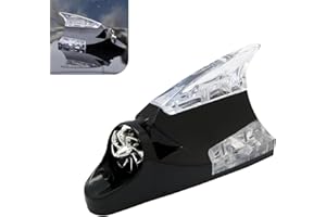 Arwrilt 1 PC Car Roof Wind Power LED Light Ornament, Self-Adhesive Shark Fin LED Warning Tail Light, Auto Roof Antenna Wind Light Decoration, Universal Warning Flash Lamp for Most Cars (Black)