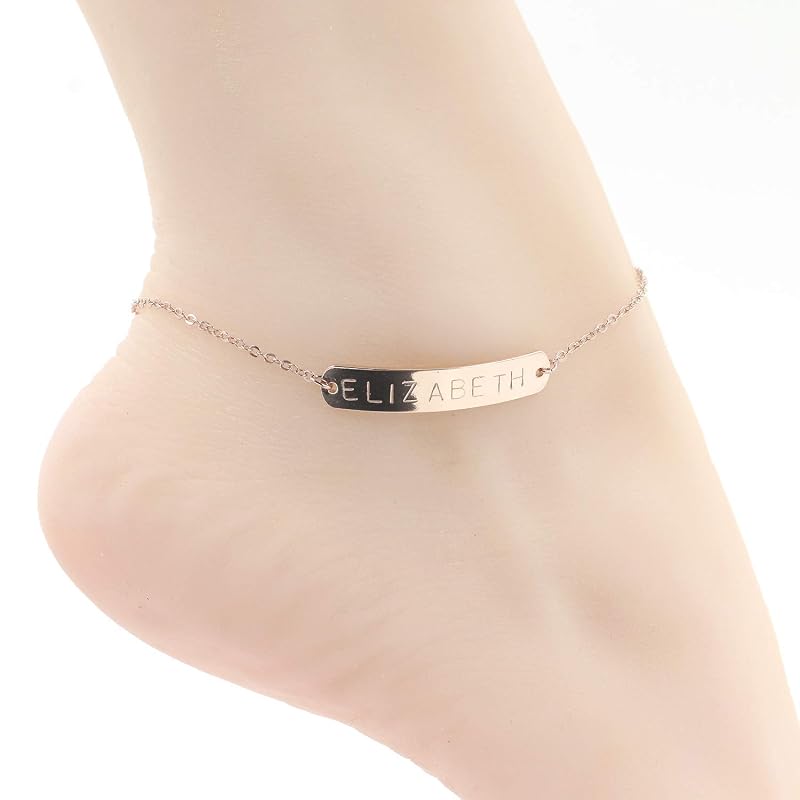 engraved gold anklet