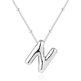 Inerney Valentines Day Gifts Gold Bubble Letter Necklace Initial Necklaces for Women, Chunky 14K Plated Balloon Initials, Trendy Charm Non Tarnish Custom Name Pendant Jewelry Gifts for Mom