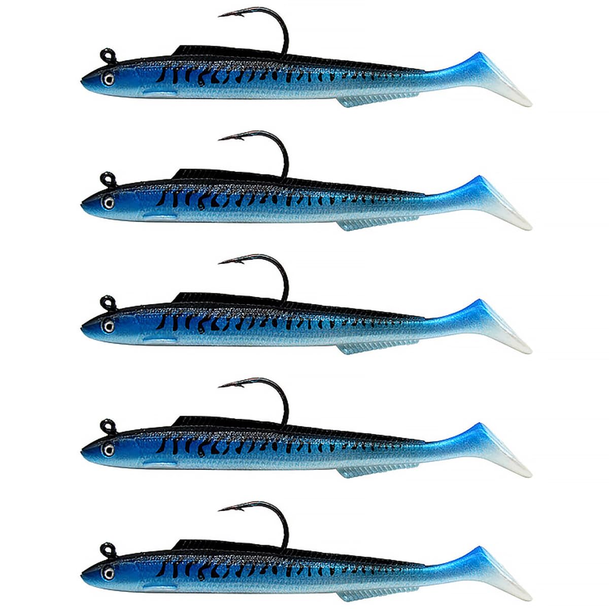 5PCS Fishing Swimbait Lures - Soft Plastic Paddle Tail Swimbaits For Bass, Trout, Redfish (Dark Blue)
