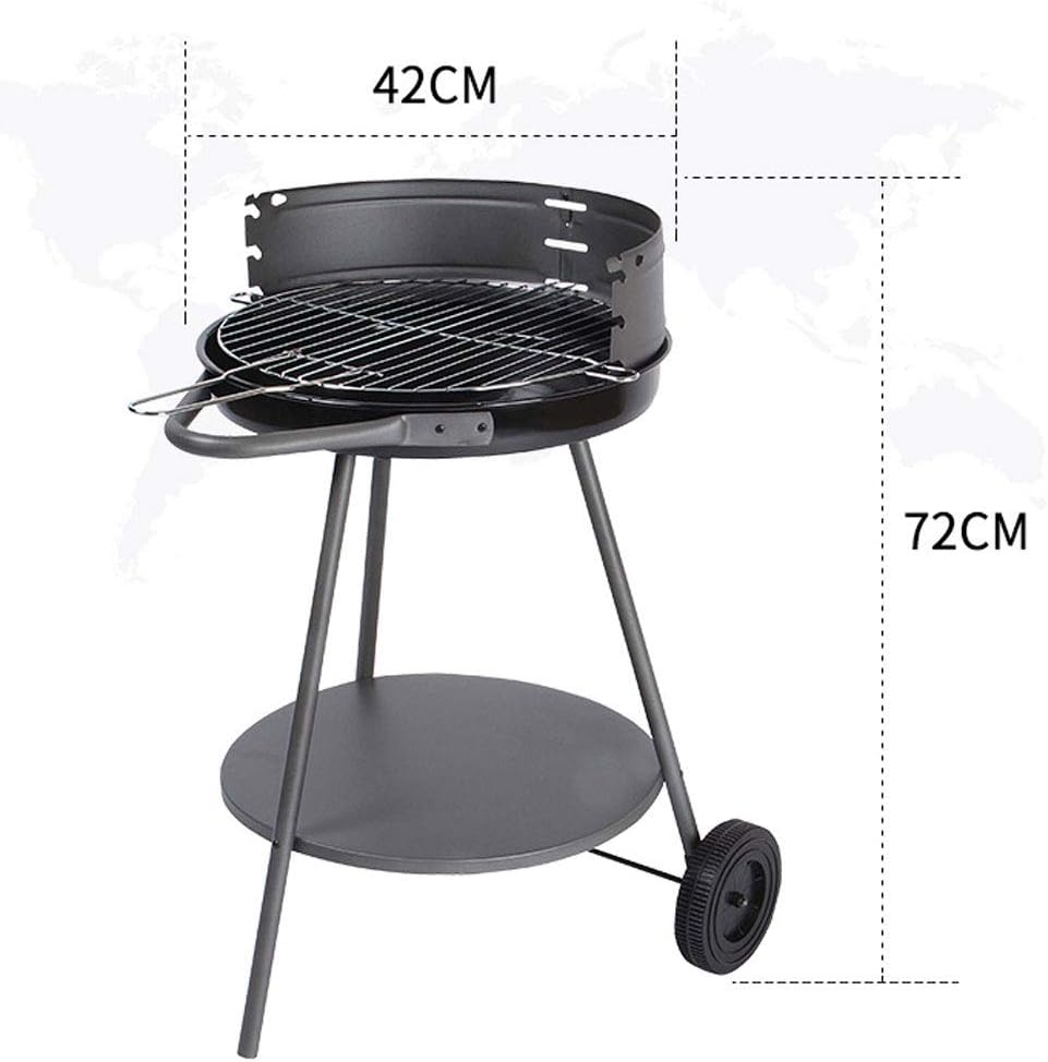 review ZJJ& BBQ Barbecue Grill Round Household Charcoal Grill Cooker Thickened Mobile Simple Grill