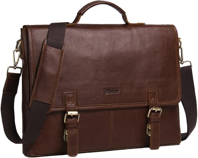 Men Genuine Leather Briefcase Office 15" Portable Laptop Bags Business