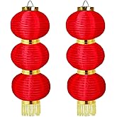 Chinese New Year Decorations 2 Sets 3-String Chinese Lanterns Red Lantern Hanging Ornaments Lunar New Year Spring Festival Home Gardern Restaurant Decorations