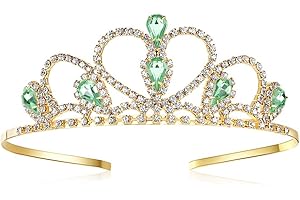 Lovelyshop Green Gems Rhinestone Gold Tiara for Little Kid Big Kid Prom Birthday Prinecess Crown