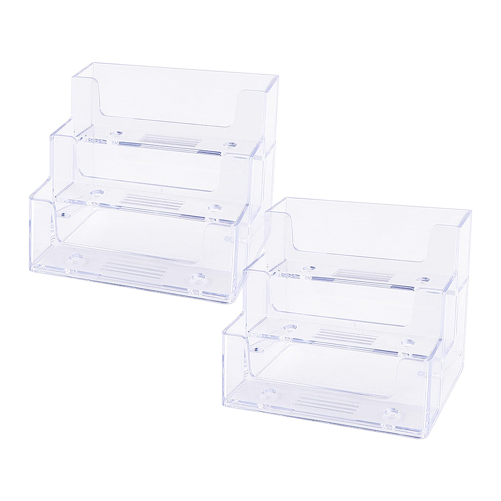 Dynozoom 2 pcs Business Card Holders,Desktop Clear Business Card Stand,Acrylic Card Display for Business Offices,Home,School (Rectangular 3Tier)