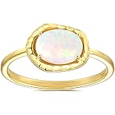 BLOSSOM & HUE White Opal Ring | Hypoallergenic 18K Gold Plated .925 | Dainty Gold Ring | October Birthstone | Gemstone Gold Ring | Solitaire Opal Ring | Handmade