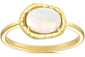 BLOSSOM & HUE White Opal Ring | Hypoallergenic 18K Gold Plated .925 | Dainty Gold Ring | October Birthstone | Gemstone Gold Ring | Solitaire Opal Ring | Handmade