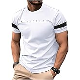 Verdusa Men's Short Sleeve Graphic Tees Letter Print Tee Crew Neck Tops Summer Muscle T Shirts
