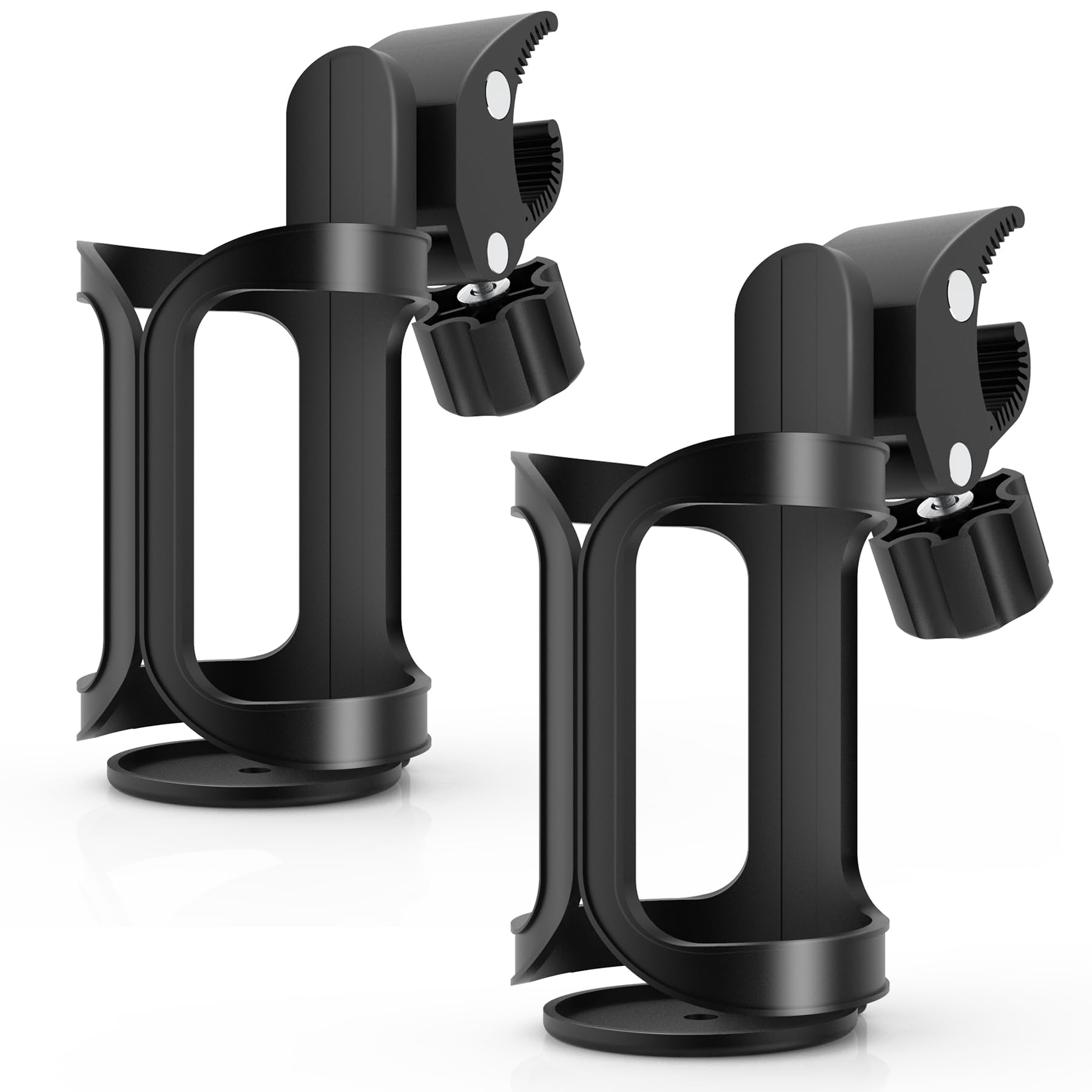 2 Pack Bike Water Bottle Holder - 360 Degrees Rotation Drink Bottle Cage for Bicycles, Mountain Bikes, Baby Strollers and Wheelchair (Black)