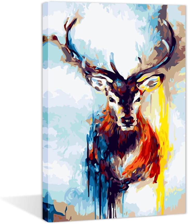 Paint by Numbers 16x20 inch Canvas Art Kit DIY Oil Painting for Kids/Students/Adults Beginner, Wapiti
