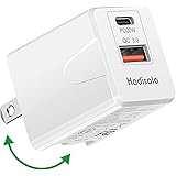 USB C Fast Charger, Hadisala 20W Dual-Port PD USB C/QC 3.0 Wall Charger, Foldable Plug Portable Travel Power Adapter Compatib