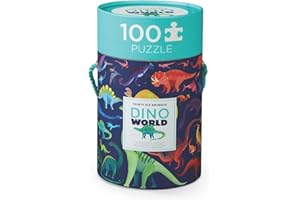 Crocodile Creek 100-Piece Jigsaw Puzzle for Kids Ages 5 and Up - Fun and Educational Table or Floor Puzzles - Storage Canister with Handle - Dinosaurs - 14” x 19” Finished