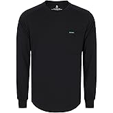 BOCOMAL Men's Long Sleeve Crewneck Work Shirt – Midweight Soft Cotton Tencel Blended Pocket Tee in a Relaxed Workwear Fit