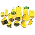 hand2mind Plastic Fillable 3D Shapes, Yellow Geometric Solids for Measuring Volume (Set of 14)