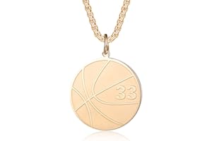 Susook Basketball Number Necklace for Boys Gold Stainless Steel Basketball Pendant Sport Jewelry Gifts for Men