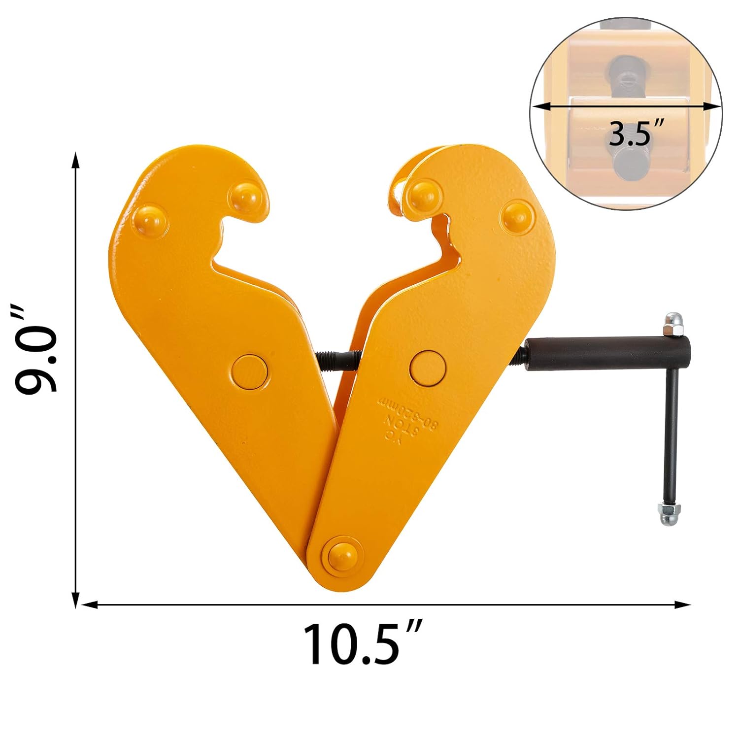 BestEquip Beam Clamp 4400lbs/2ton Capacity, I Beam Lifting Clamp 3inch-9inch, Opening Range Beam Clamps for Rigging, Heavy Duty Steel Beam Clamp Tool, Beam Hangers for Lifting Rigging, in Yellow: Industrial & Scientific