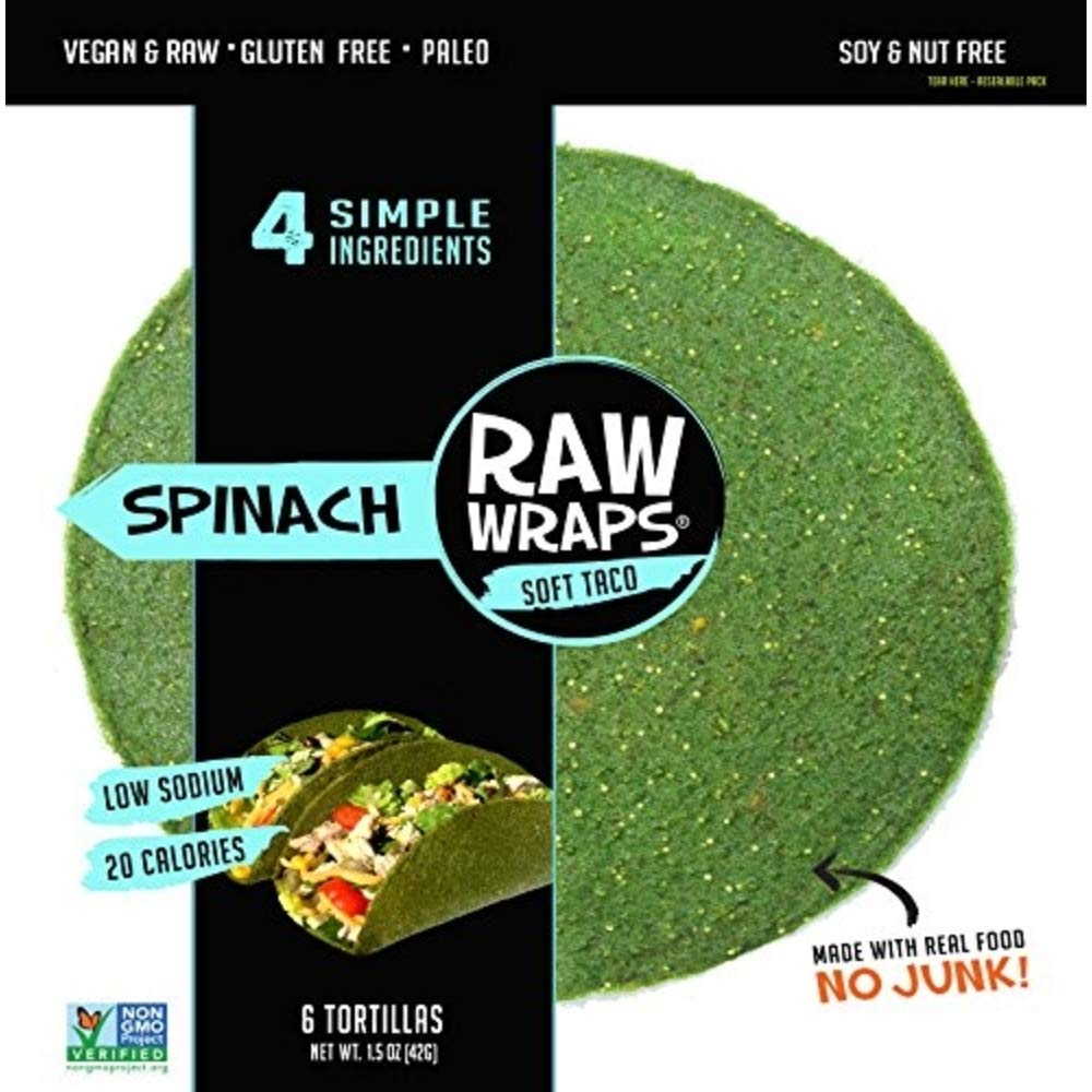 Raw Wraps Paleo Tacos, Gluten Free,Vegan, Raw, Keto Friendly (Spinach