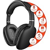 HyperGear Wireless Headphones Bluetooth Black- Noise Isolation Headphones Wireless Over The Ear Head Phones, Gym Headset Built-in Mic Controls Square Foam Cups Foldable Headphone for Women and Men