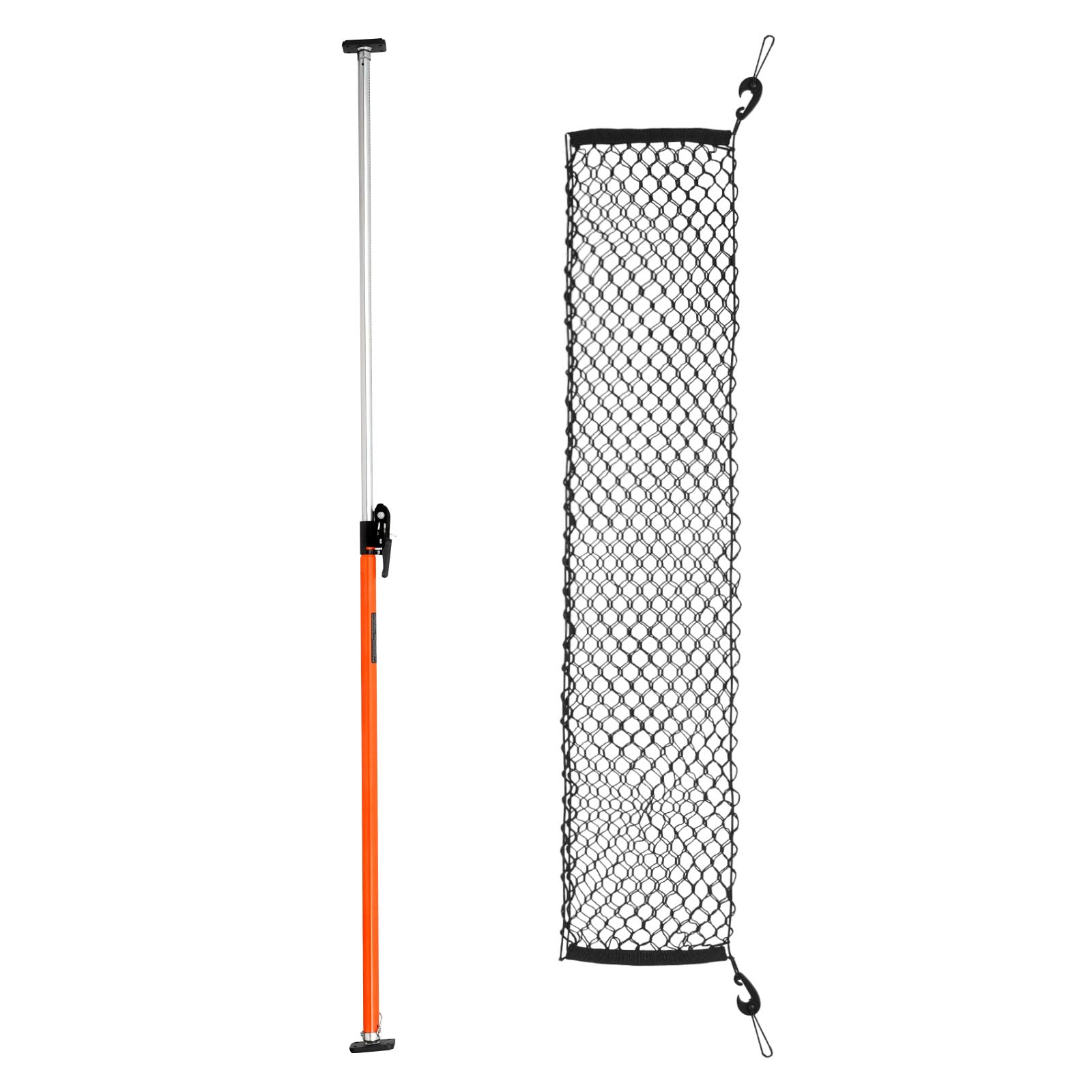 VEVOR Cargo Bar, Ratcheting Cargo Bar Adjustable from 40" to 73", Heavy-Duty Steel Cargos Stabilizer with Storage Net & Non-Slip Foot Pads, Telescoping Load Lock Bars Stop Sliding for SUVs, Sedans Image