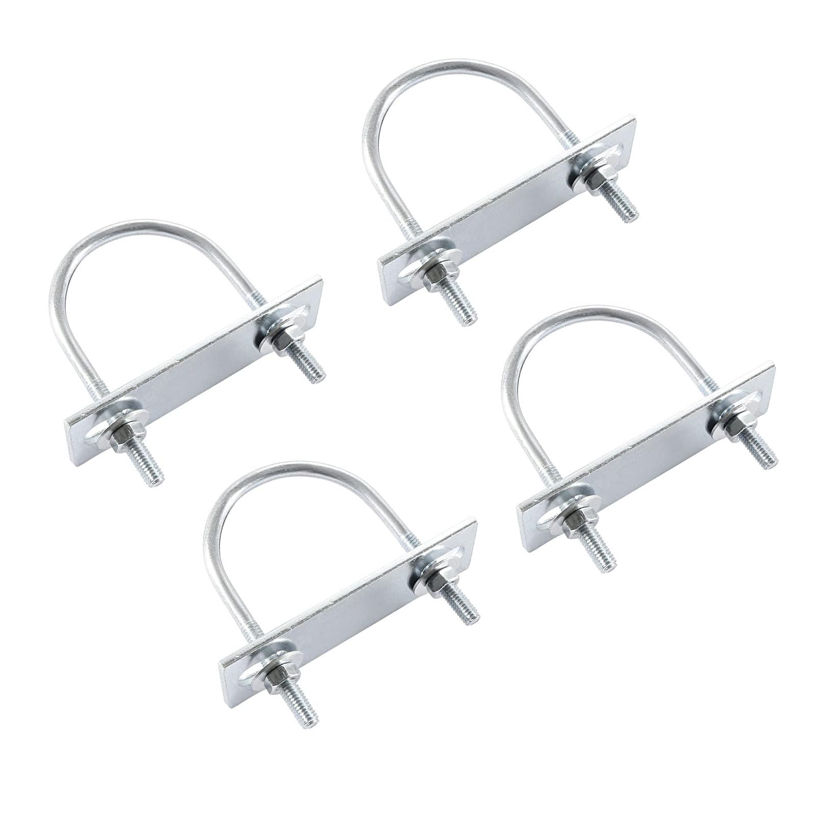 TA-VIGOR 4 sets M6 Round U-Bolts, 50mm Inner Width 80mm Length Steel U-Bolts with Nut, Plate, Washer for Attaching Piping Conduit Cable Tube Brackets Boat Trailer