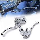AutoXcessori Chrome 1" 25mm Master Cylinder Brake Clutch Levers for Harley | Universal Motorcycle Front Set Fully Adjustable Ergonomic Surface Enhanced Braking Sensitivity Hydraulic Aluminum Alloy Fits
