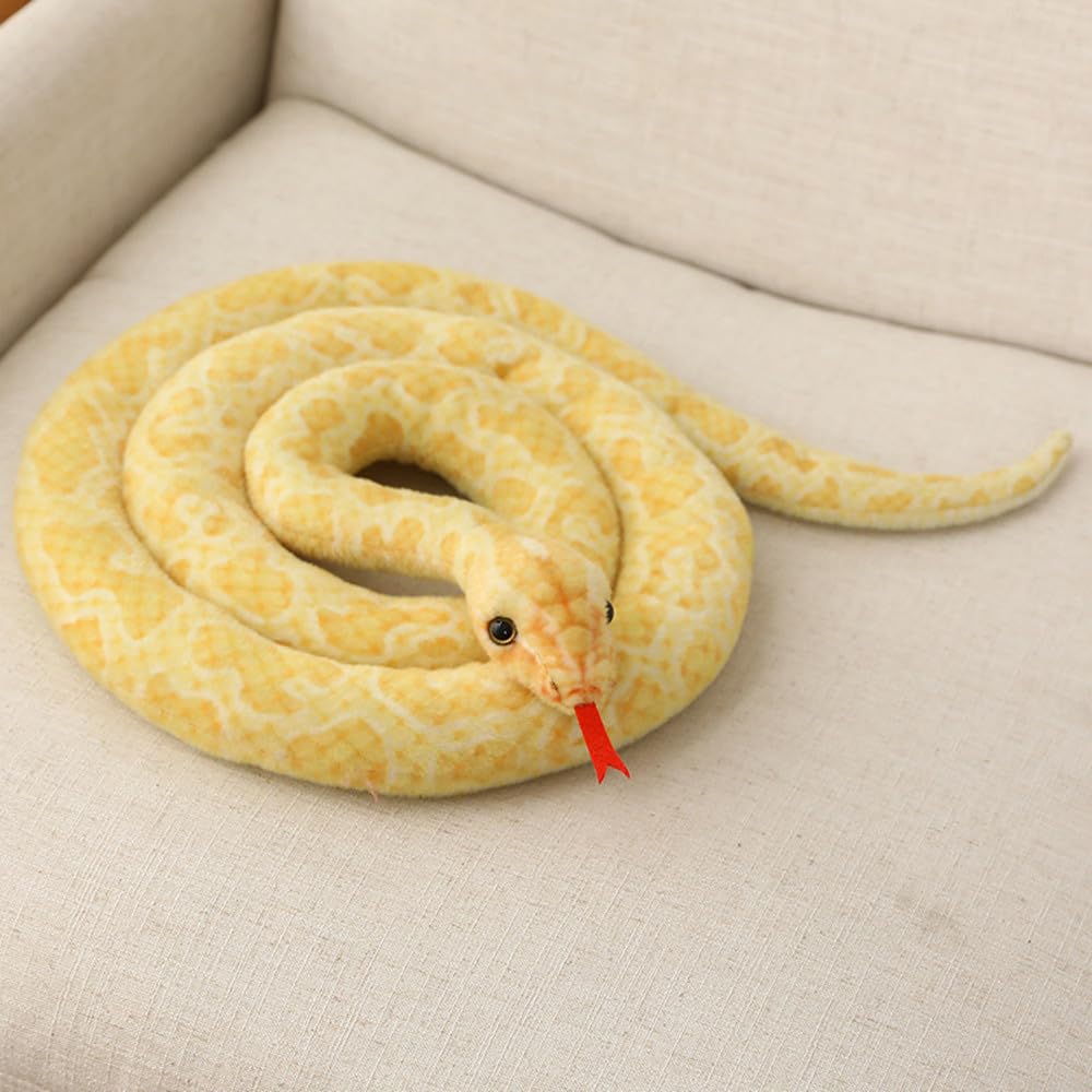 NatureMan Lifelike Snake Stuffed Animal - 78'' Long Soft Plush Toy, Realistic Fake Snake for Pranks, Children's Toy Gift (Yellow)