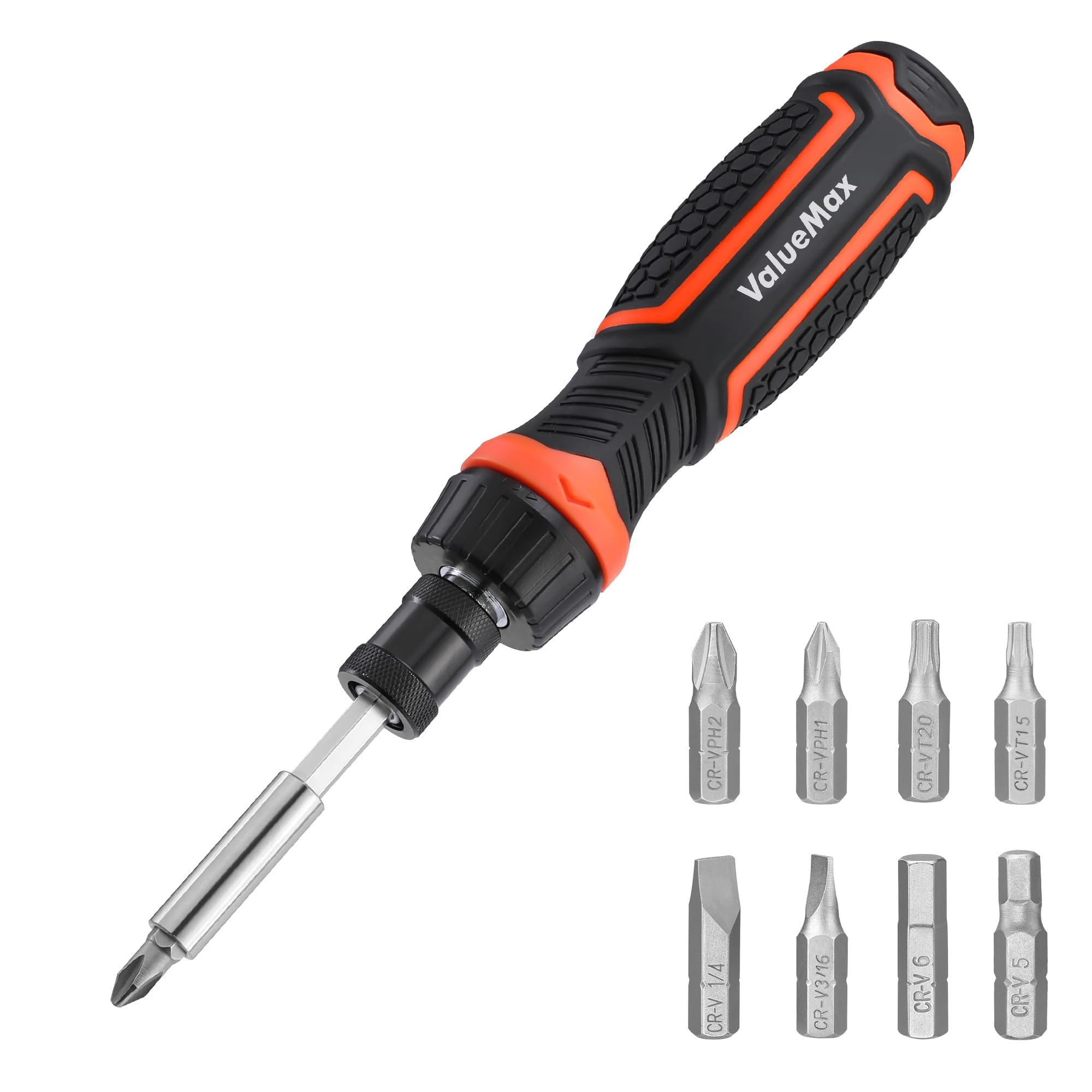 Photo 1 of Valuemax Ratcheting Screwdriver, 9-In-1 Multi Screwdriver, Portable Ratchet Screwdriver Set, Adjustable Length, High-Strength Bits, Phillips, Slotted, Torx, Hex, Nut Driver