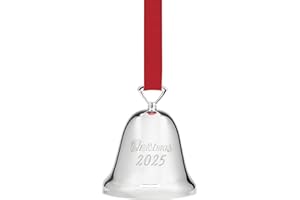 Reed and Barton Ornaments, 2025 Annual Christmas Bell Silverplate Ornament, Christmas Tree Decorations, Includes a Red Ribbon for Hanging, Winter Tree Decor, Winter Decorations (Silver, 1 Piece)