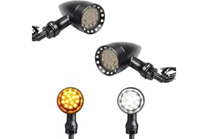 FACAILAHA Bullet Front LED Turn Signal Lights Universal Motorcycle Switchback Amber Blinkers W/Relocation Kits Compatible with Honda VT750 CBR1000RR Harley Yamaha Suzuki Kawasaki Chopper Triumph