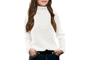 FEKERMIA Girls Turtleneck Sweaters Pullover Kids Toddlers Cable Knit Long Sleeve Jumper Tops