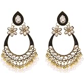 Vintage Teardrop Flower Statement Dangle Earrings for Women Boho Shell Pearl Beaded Chandelier Drop Dangling Earring Lightweight Indian Bollywood Jhumka Festival Holiday Jewelry