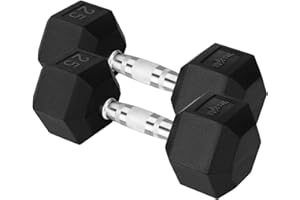 Yes4All Chrome/Rubber Grip Encased Hex Dumbbells – Hand Weights With Anti-Slip 10-30 LBS Pair