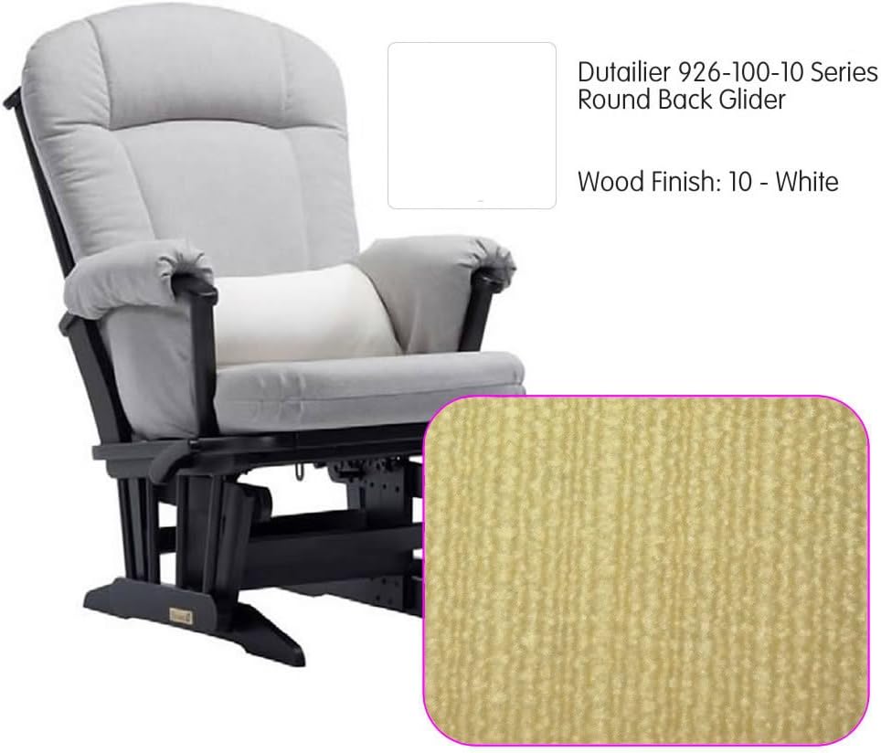Dutailier 926 Series Round Back Maple Glider in White With Cushion 5115