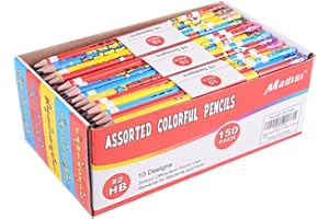 Madisi Assorted Colorful Pencils, Incentive Pencils，#2 HB, 10 Designs, 150 Pack， pencils bulk for kids