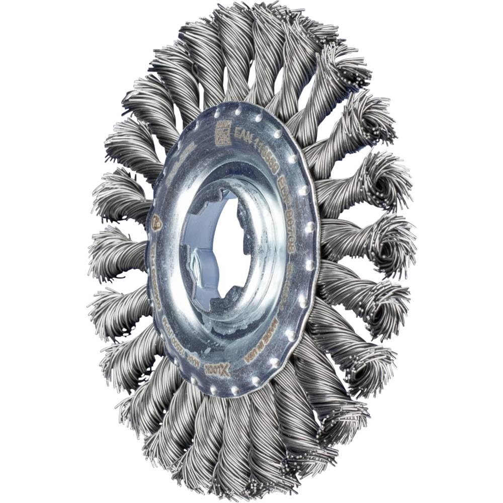 PFERD Round Brush, 115 x 12 mm, Knotted, 0.50 mm Steel Wire, X-Lock (22.23 mm), 43312031 - for Quick and Comfortable Tool Changes