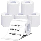 Labels Tape, 6 Rolls(660PCS) Thermal Label Sticker for B21/B3S/B1 Printer Waterproof Sticker Paper Business Shipping Address Labeling Replacement with Self-Adhesive (50 x 70mm-110PCS)