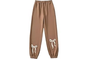 Gumipy Jogger Sweatpants Women Trendy Bow Printed Jogger Pants with Pockets Drawstring High Waisted Straight Leg Sweat Pants