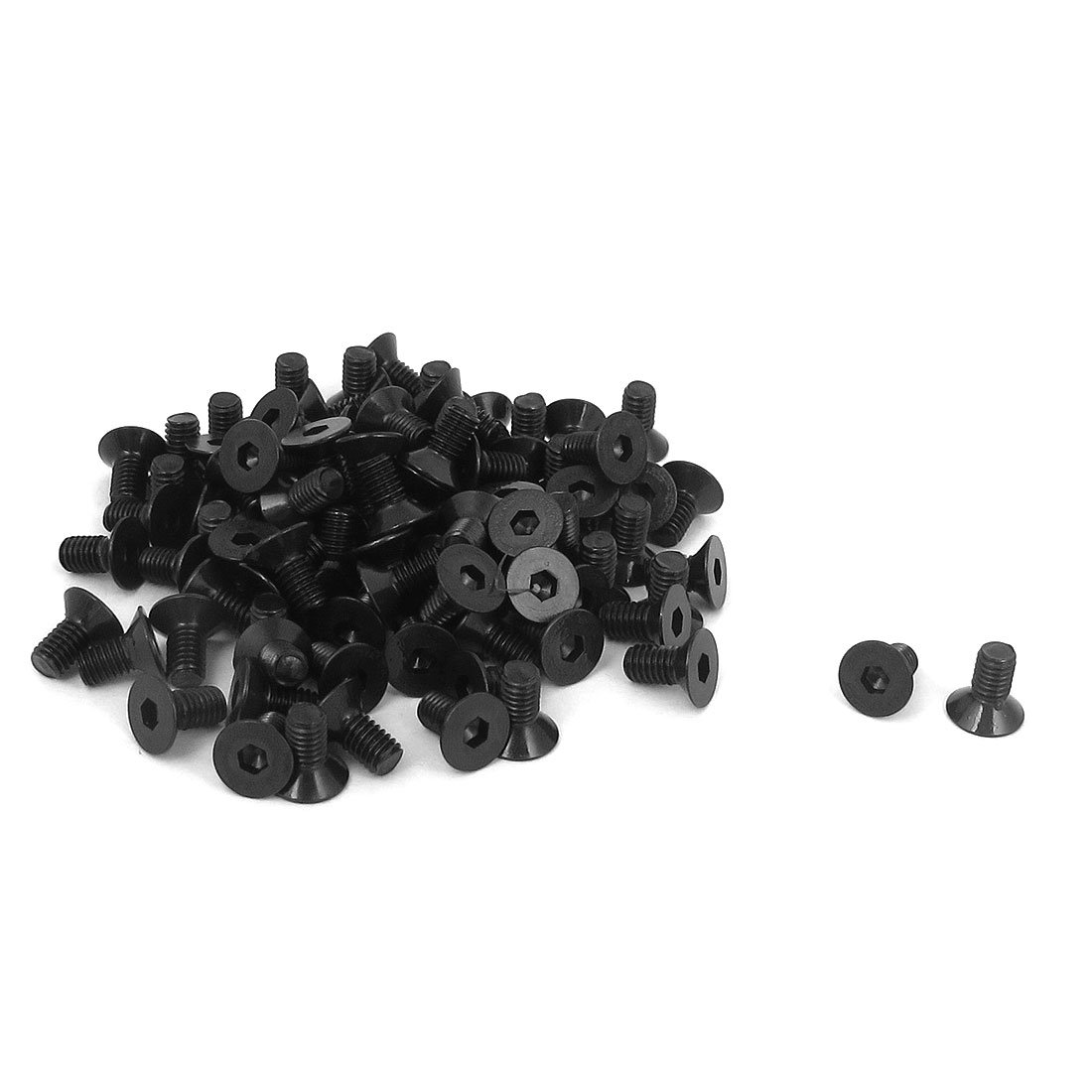 Sourcingmap M3 x 6mm Metric Hex Socket Countersunk Head Screw Bolts Black 100PCS