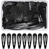 Nivofu 50PCS Black Snap Hair Clips, 5CM Girls Hair Clips Metal, Hair Clips, Girls Snap Hair Clips Metal BB Barrettes, Beauty