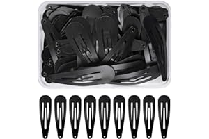 Pack of 50 Hair Clips, 5 cm Black metal Snap Hair Clips, Small hair barrettes BB Barrettes, Non-Rust Hairpins Hair Accessory 